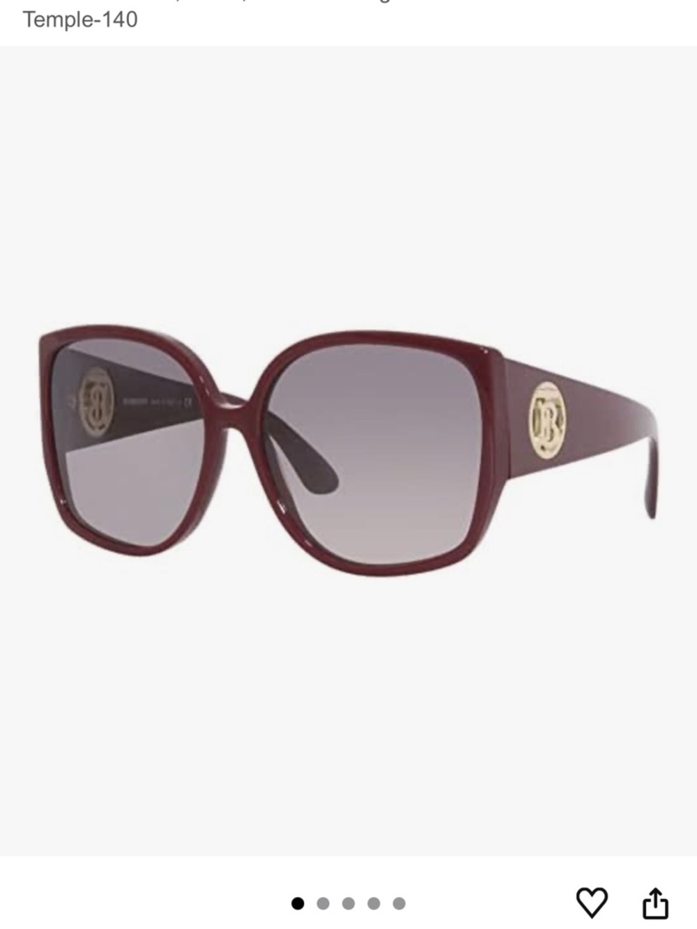 Burberry Burgundy Square Oversized Sunglasses with Gold Medallions